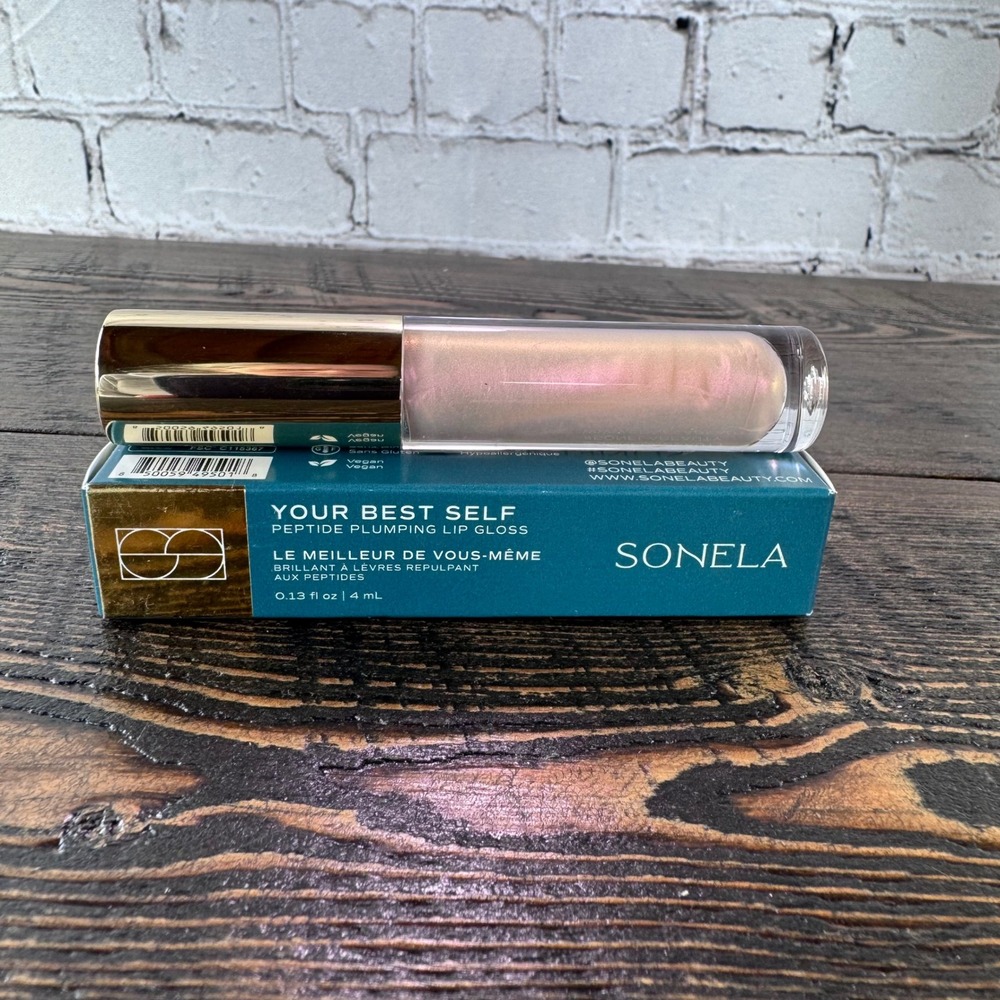 SONELA Peptide Plumping Lip Gloss Womens 4mL Daily Charisma Shimmer Pink Gold